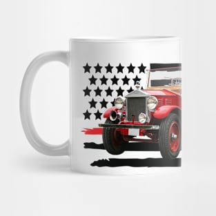 Vintage Fire Truck with Firefighter Flag Mug